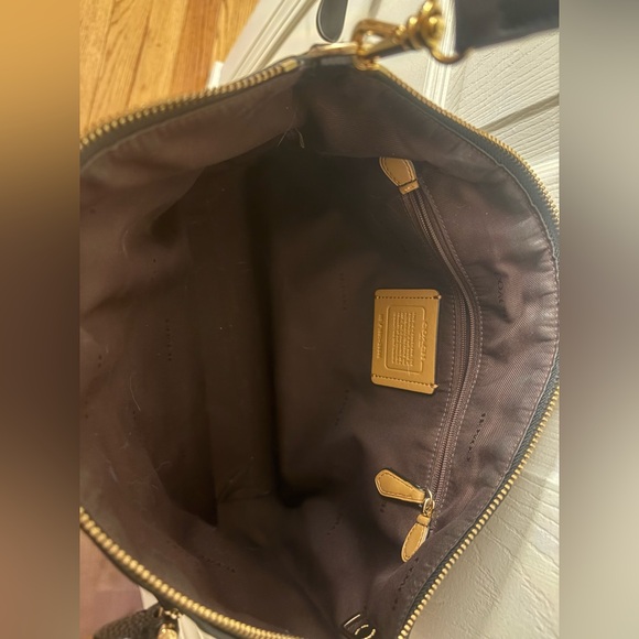 Coach Black and Cream Checkered Satchel - Picture 3 of 7